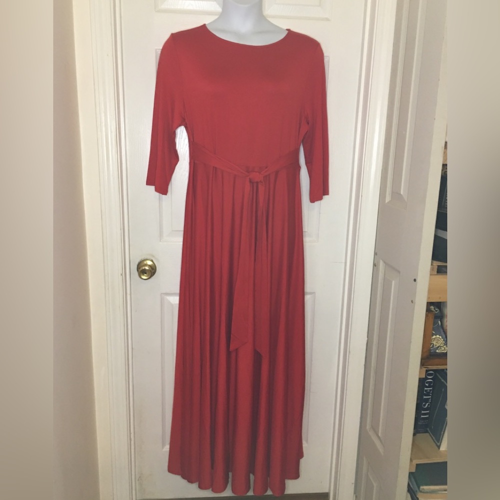 X-PLUSWEAR Floor Length Jewel Neck Knit Dress
